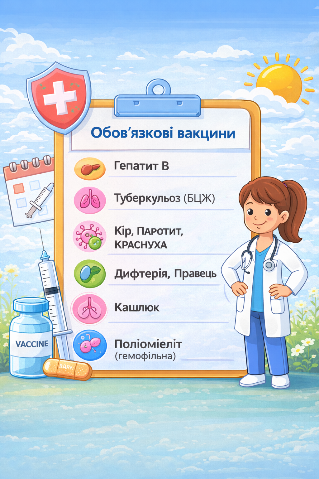 Обовʼязкові щеплення для дітей в Україні – перелік вакцин за календарем МОЗ