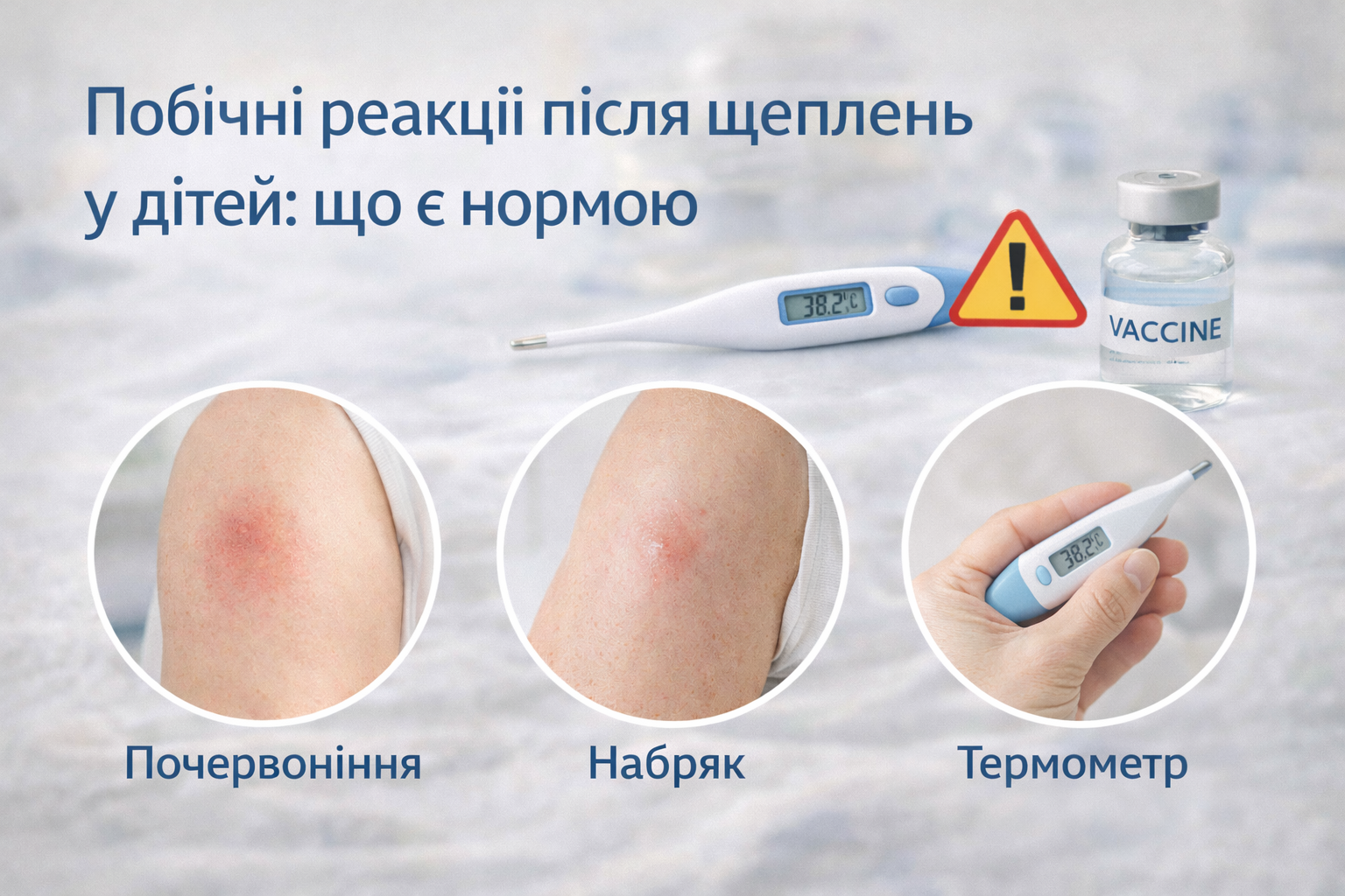 Побічні реакції після щеплень у дітей – почервоніння, набряк і контроль температури