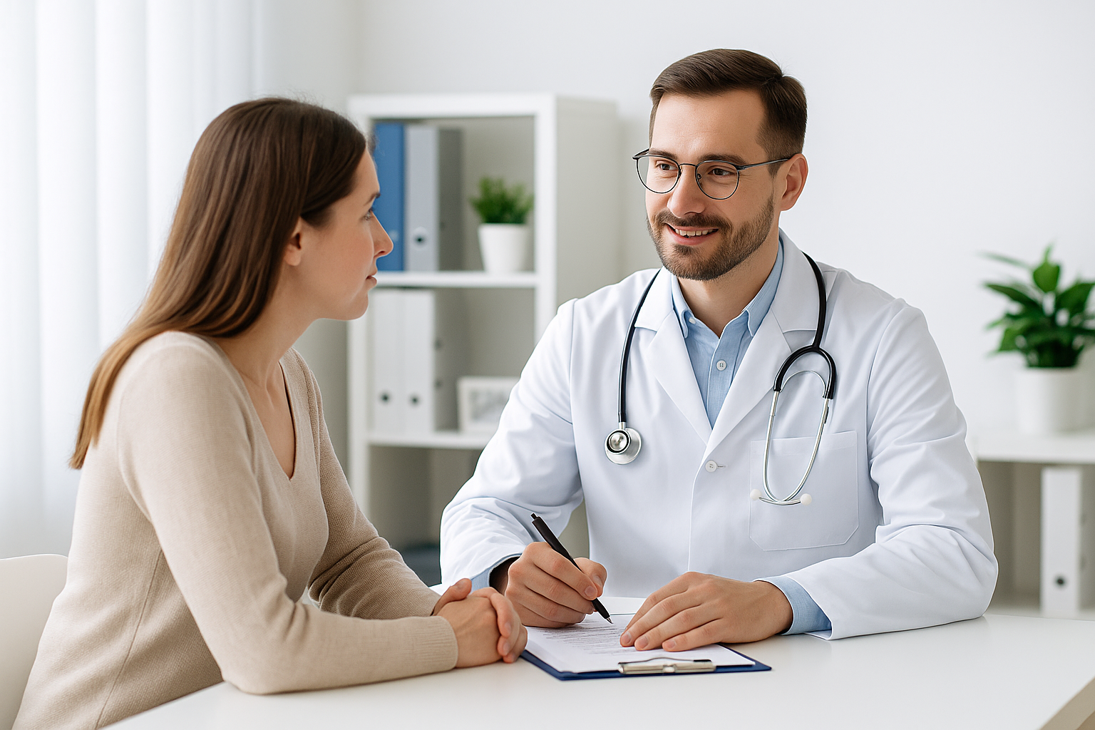 Сімейний лікар консультує пацієнтку в кабінеті медичного центру Турбота про вас, Ірпінь